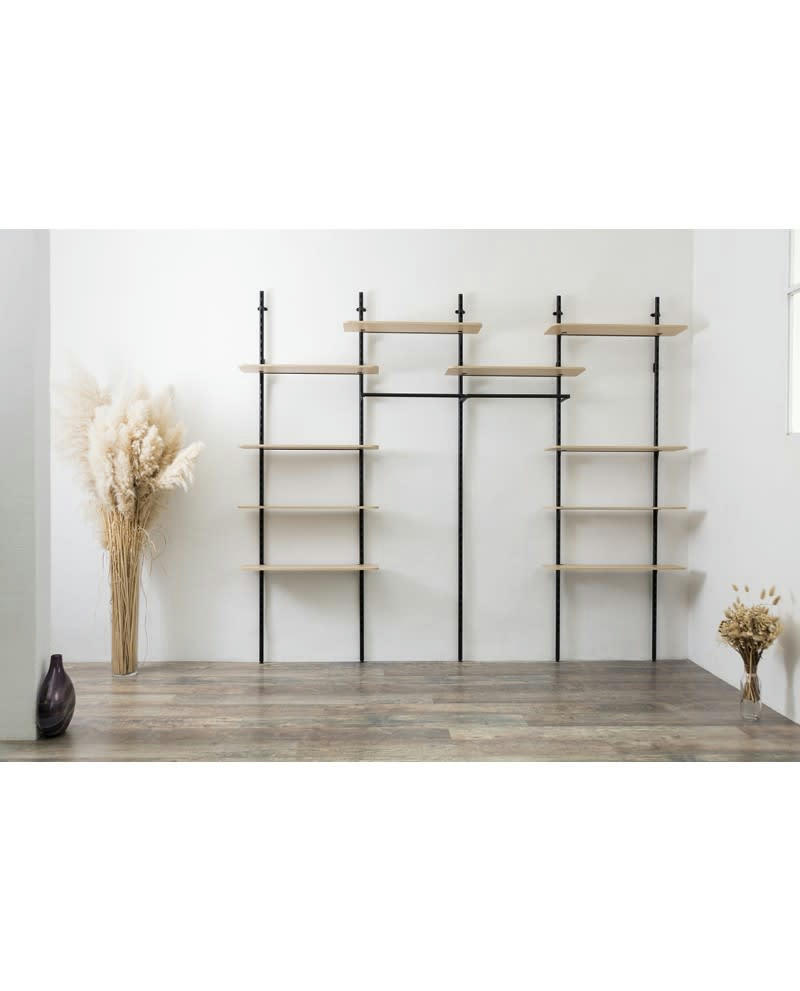 KALI - Dressing ouvert modulable en bois et métal - Noir