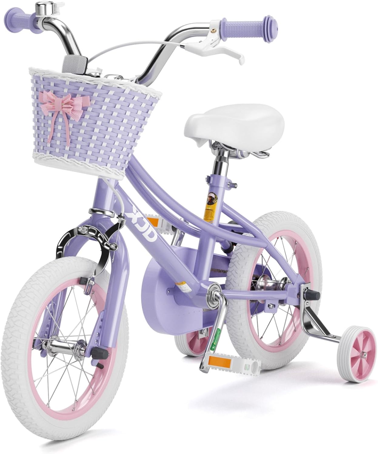XJD Girls Bike for 3-12 Years Old Girls, 12 14 16 20 Inch Kids Bike with Training Wheels, Adjustable Seat Height, Coaster Brake, Streamers Basket