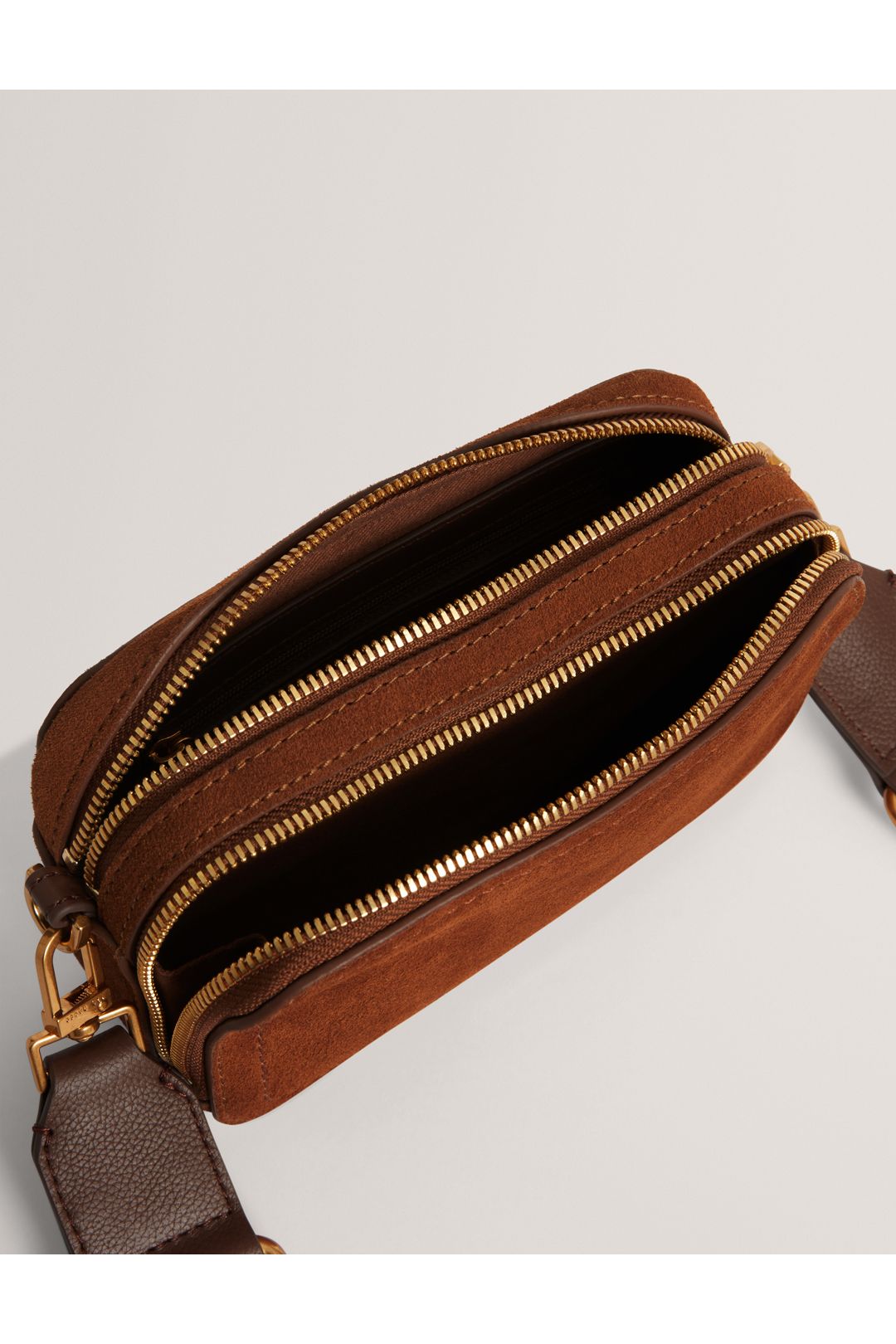 Ted Baker Shayann Webbing Suede Crossbody Camera Bag Brown