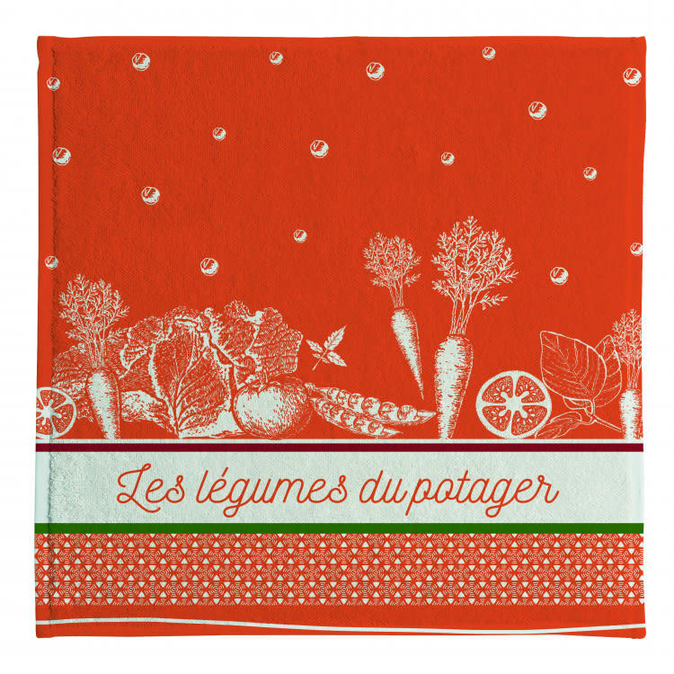 LEGUMES DU POTAGER - Essuie-mains en Coton Rouge 50x50 cm