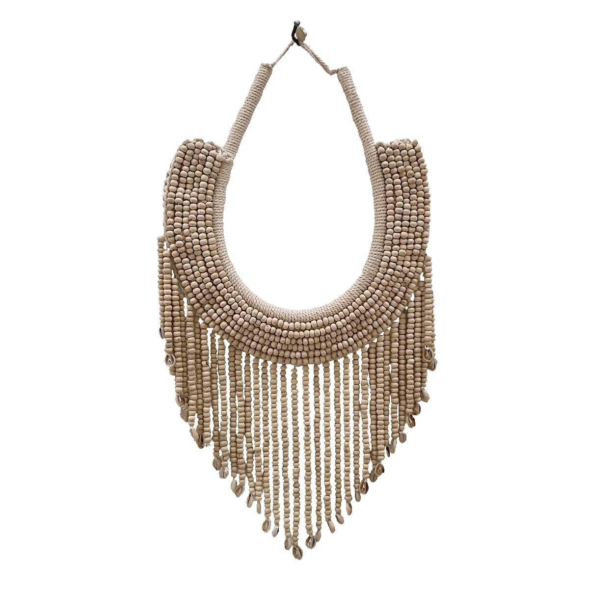 - Décoration murale en perles de bois, beige L25 x H45 cm