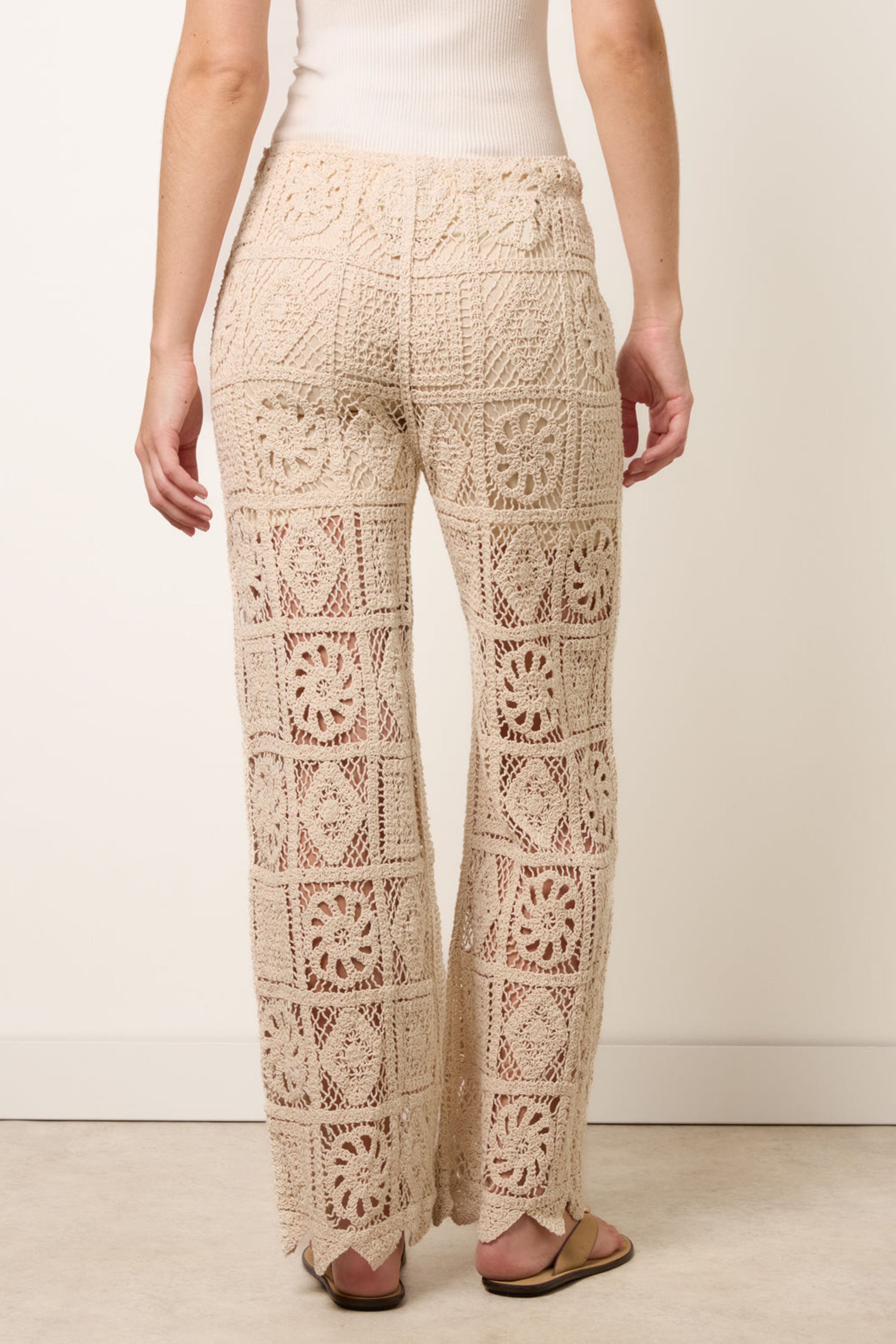 Blue Vanilla Stone Crochet Flared Trousers