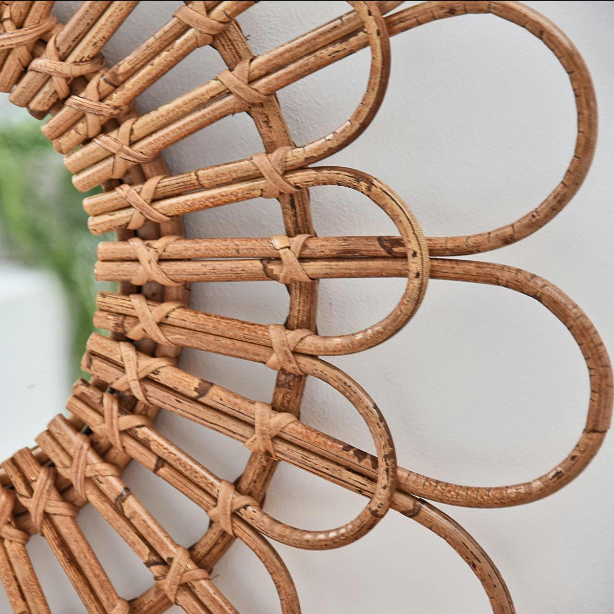 MOKA - Miroir en rotin Daisy  bois clair D62