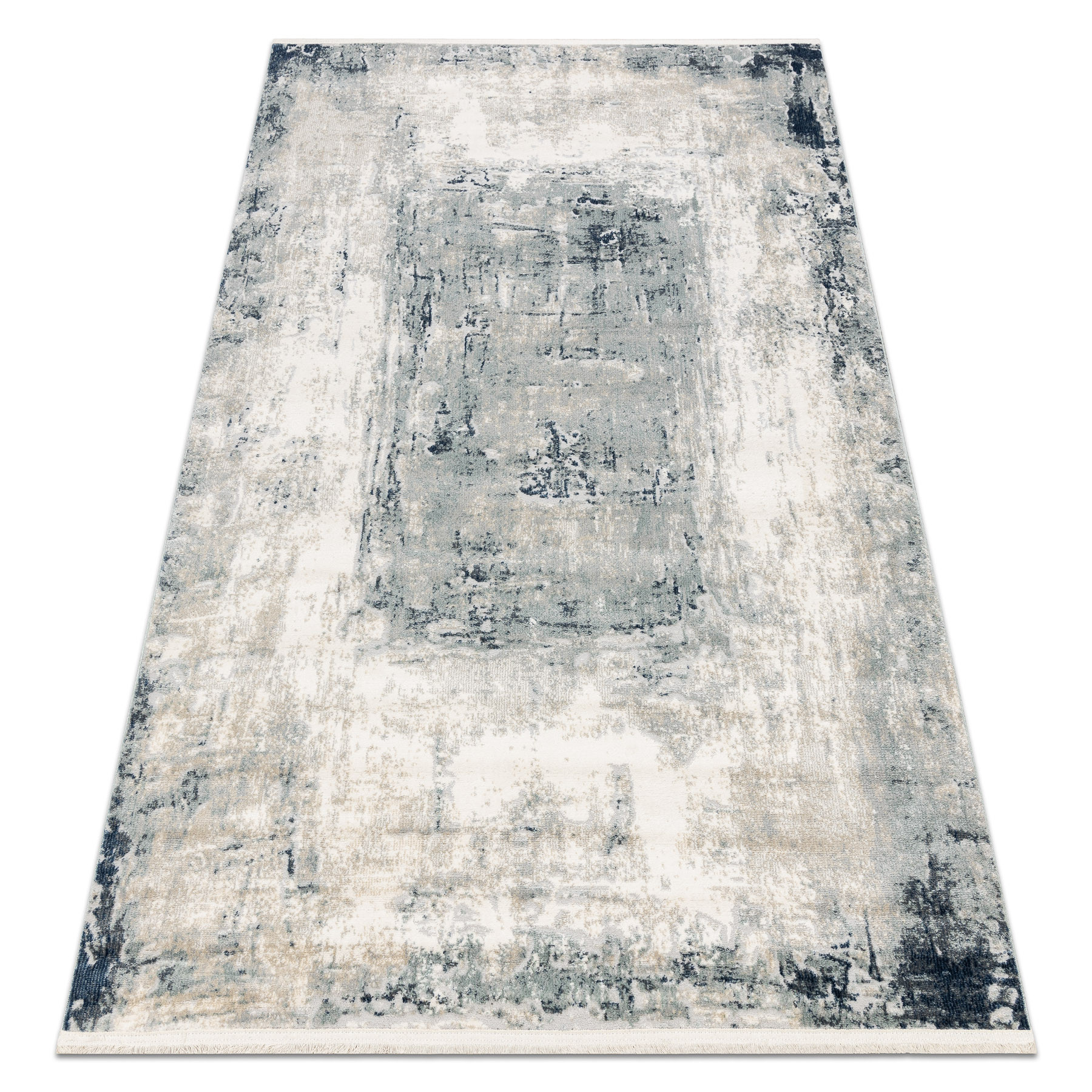 Dywan DISTIN 0845A biały / granatowy / niebieski nowoczesny - 80x150 cm