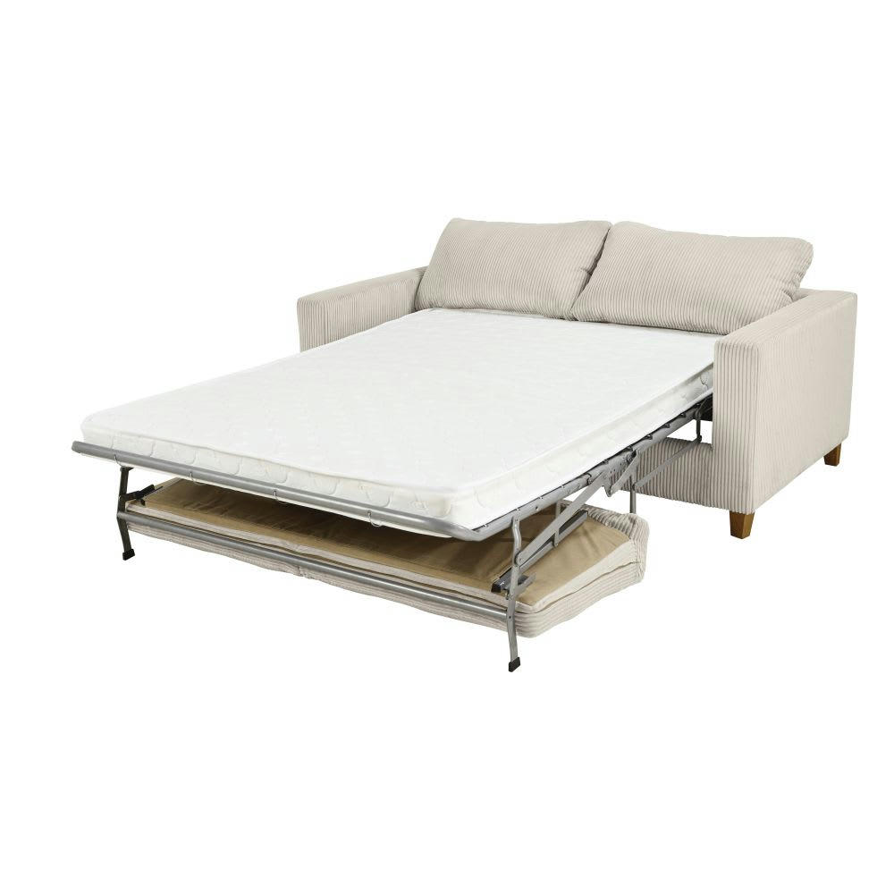 Holden - Canapé convertible 3 places en velours côtelé gris clair