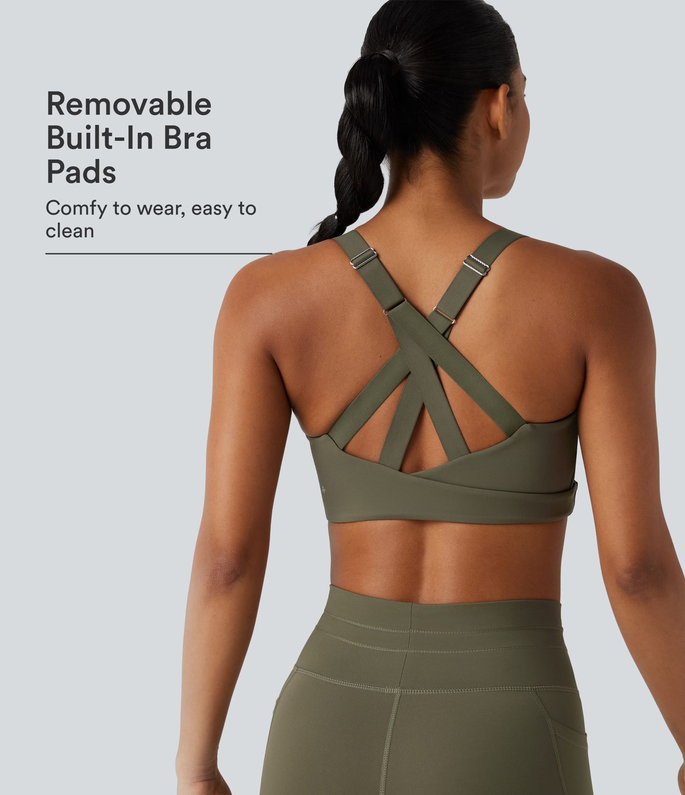 Brassière de sport à maintien moyen avec dos croisé, boucle réglable et brassière intégrée en mesh respirant, effet frais InstantCool, séchage rapide, protection solaire UPF50