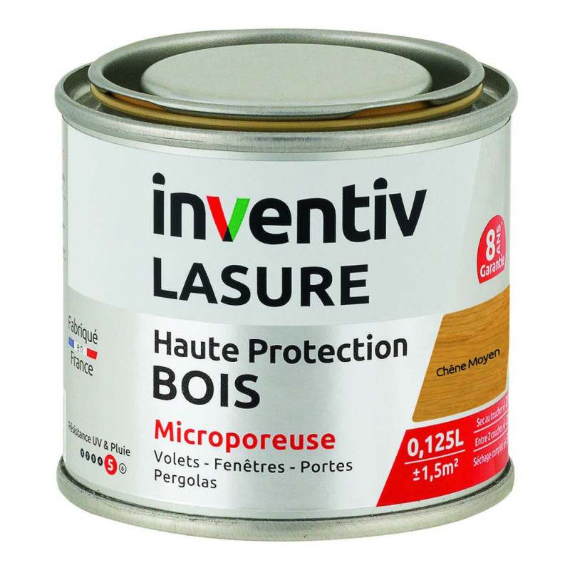 Lasure pour bois Haute Protection chêne moyen 0,125 L INVENTIV