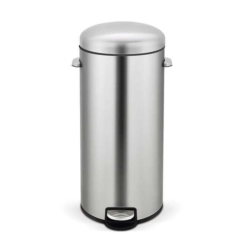 INNOVAZE 8 Gal./30-Liter and 1.3 Gal./5-Liter fingerprint free brushed stainless steel trash can set (Retro)