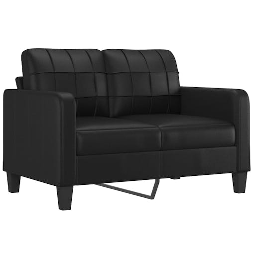 NNEVL 2 Piece Sofa Set with Pillows Black Faux Leather