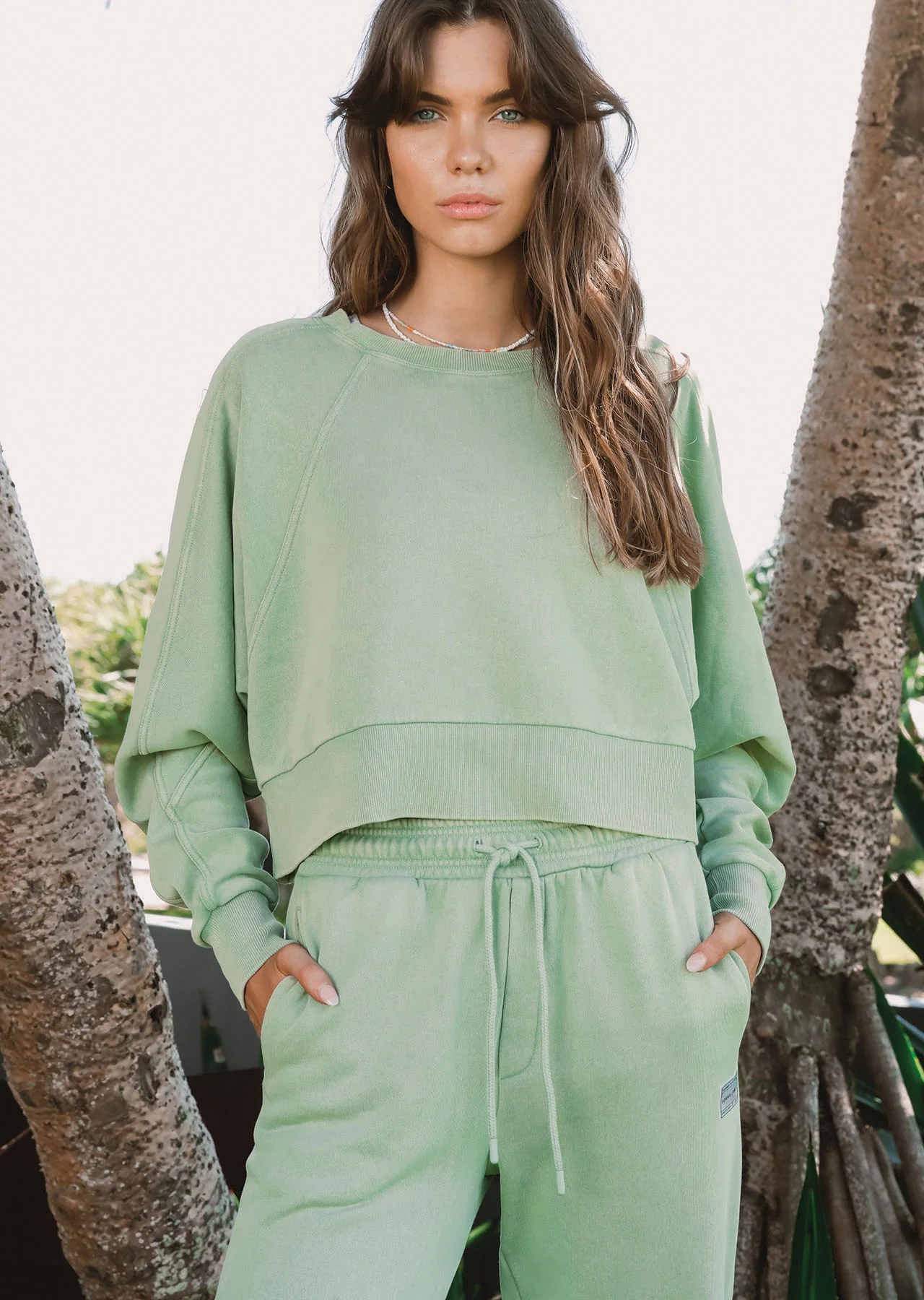 Vintage Wash Batwing Crop Jumper