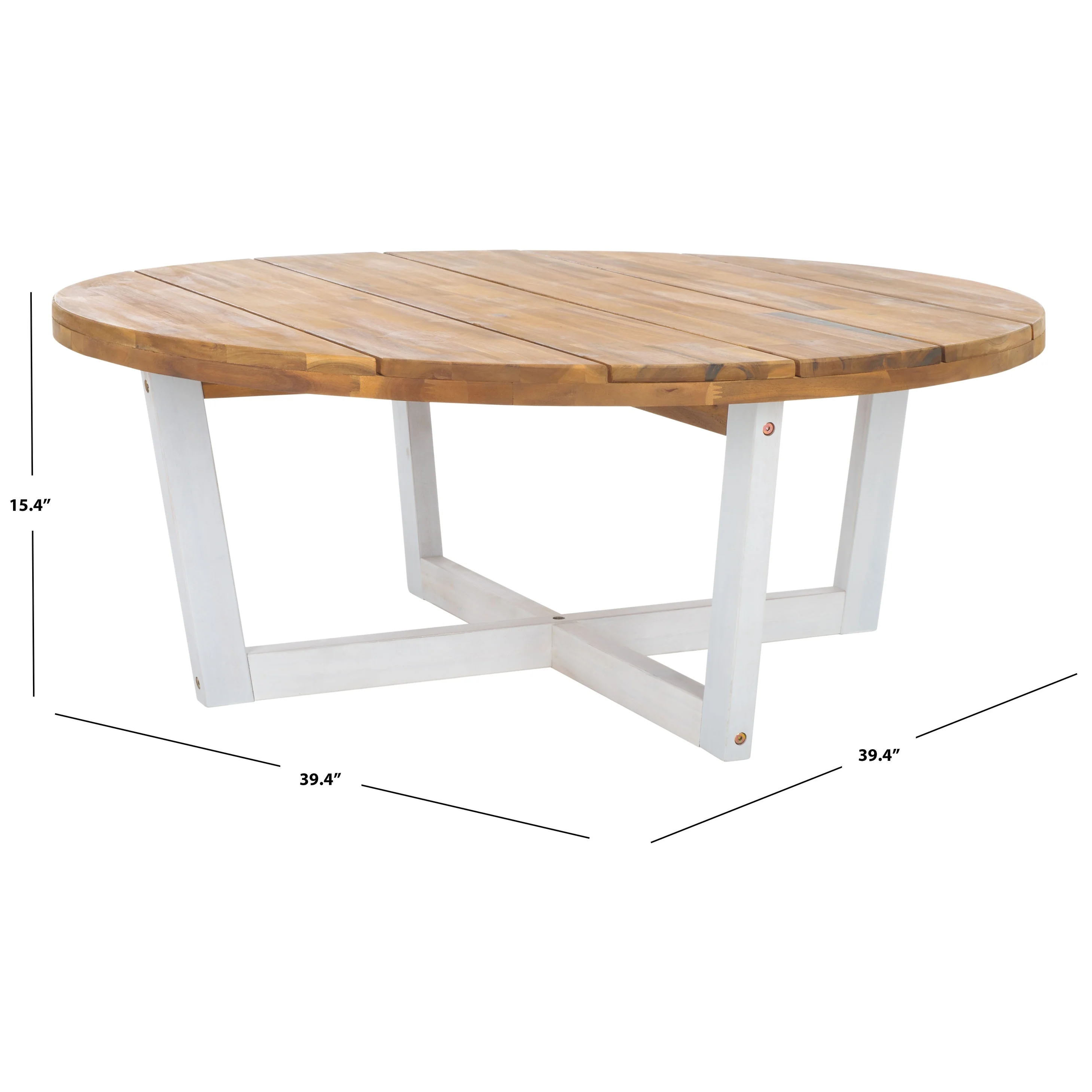 SAFAVIEH Outdoor Living Leo Solid Wood Round Coffee Table - 39W x 39D x 15H