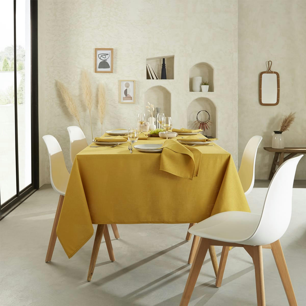LA LILLOISE - Nappe unie en polylin safran 180 x 300