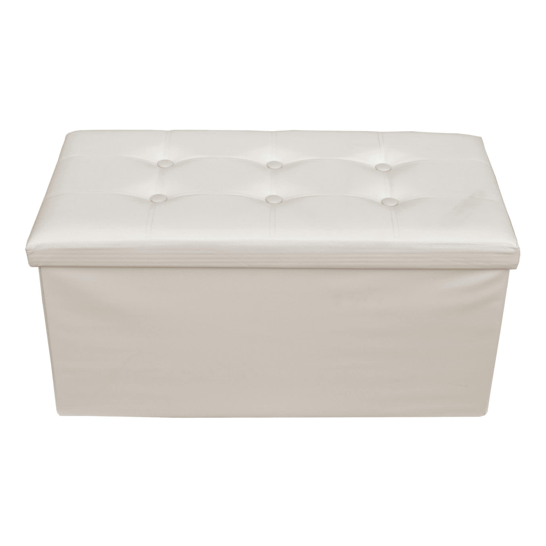 COLOR LIFE - Repose-pieds coffre de rangement avec couvercle en similicuir beige