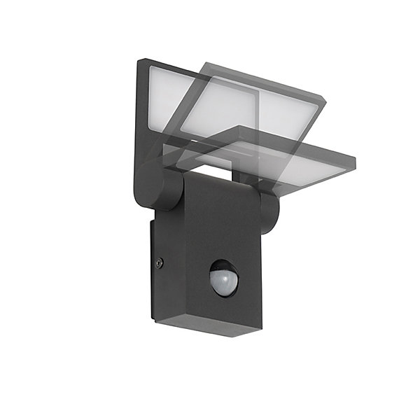 Applique murale extérieure anthracite avec LED IP54 et détecteur de mouvement - Zane