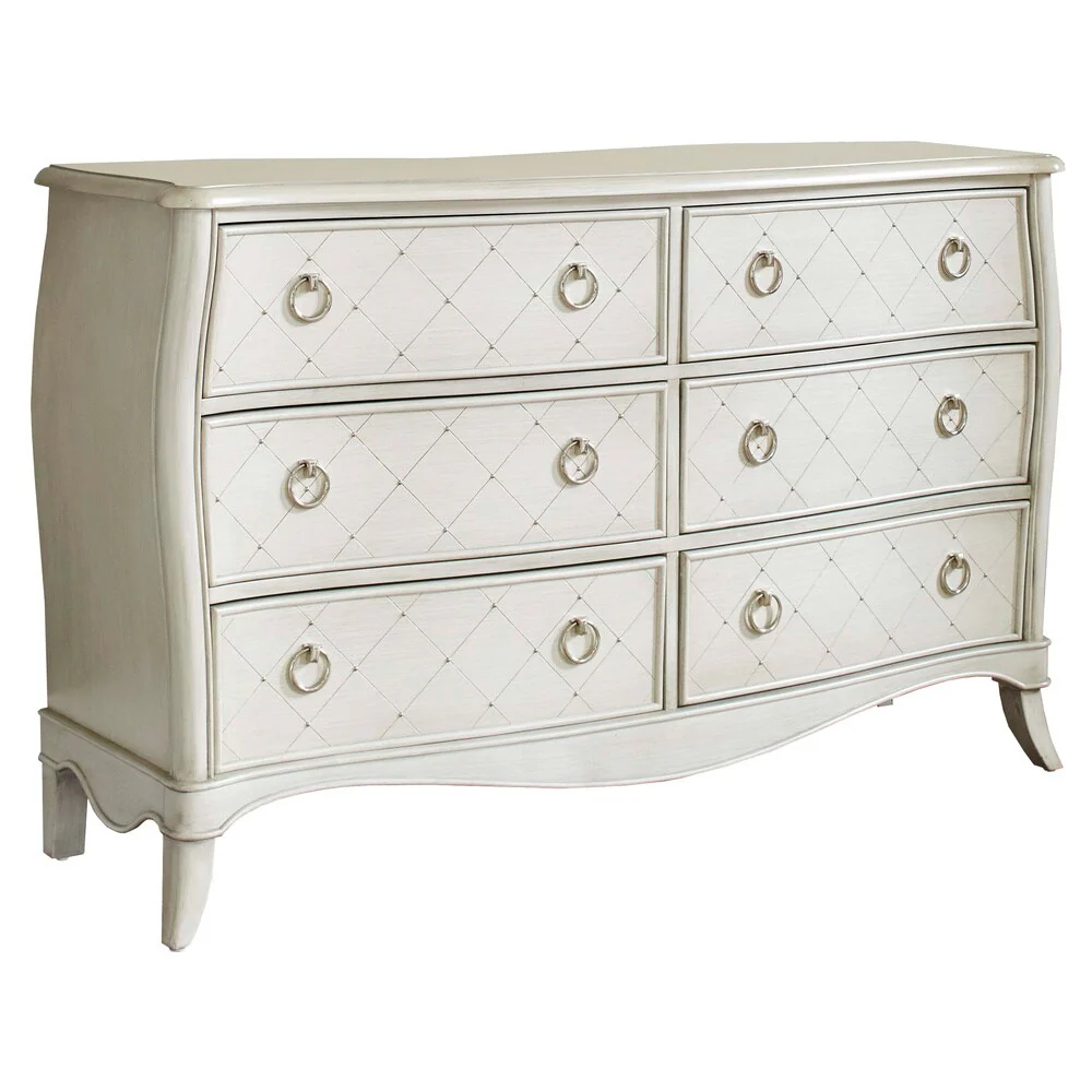 Hillsdale Angela 6 Drawer Dresser, Opal Grey