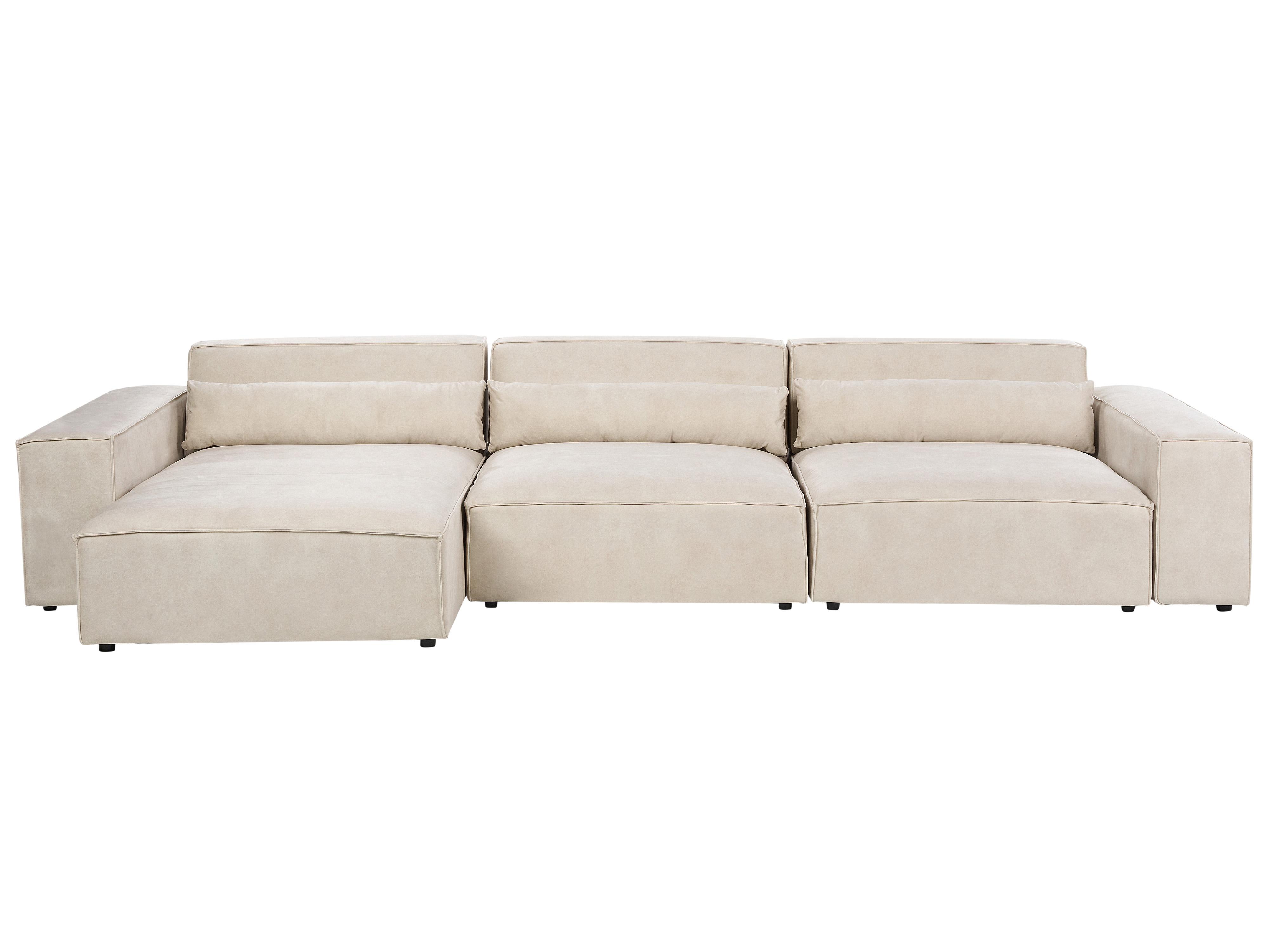 Modular Corner Sofa 4 Seater HELLNAR Velvet Light Beige Right Hand