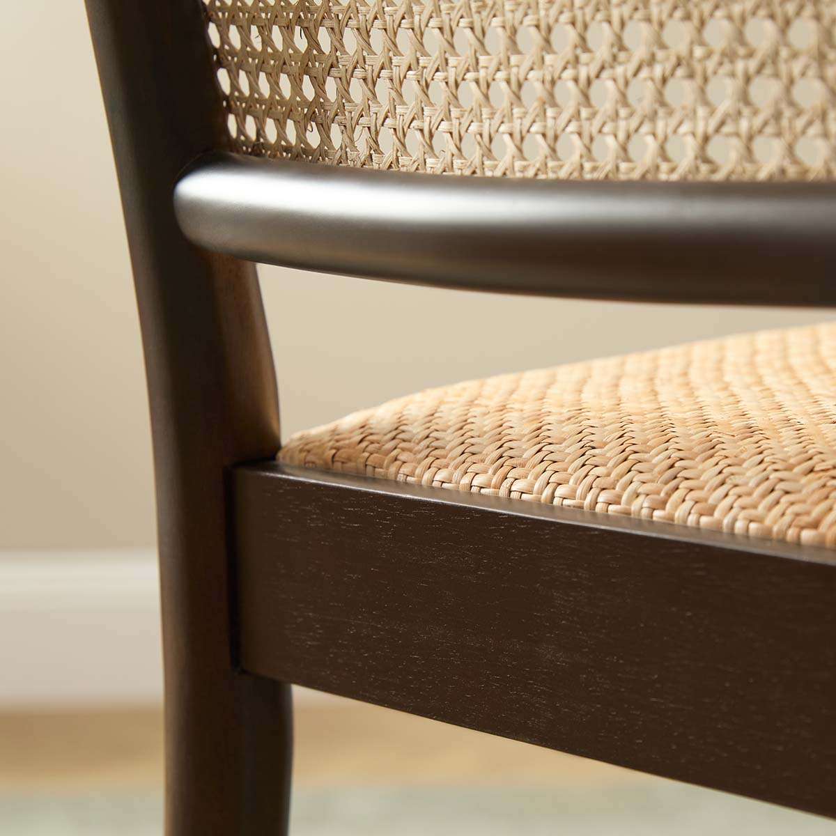 Mateo Curved Rattan Bar Stool - Walnut