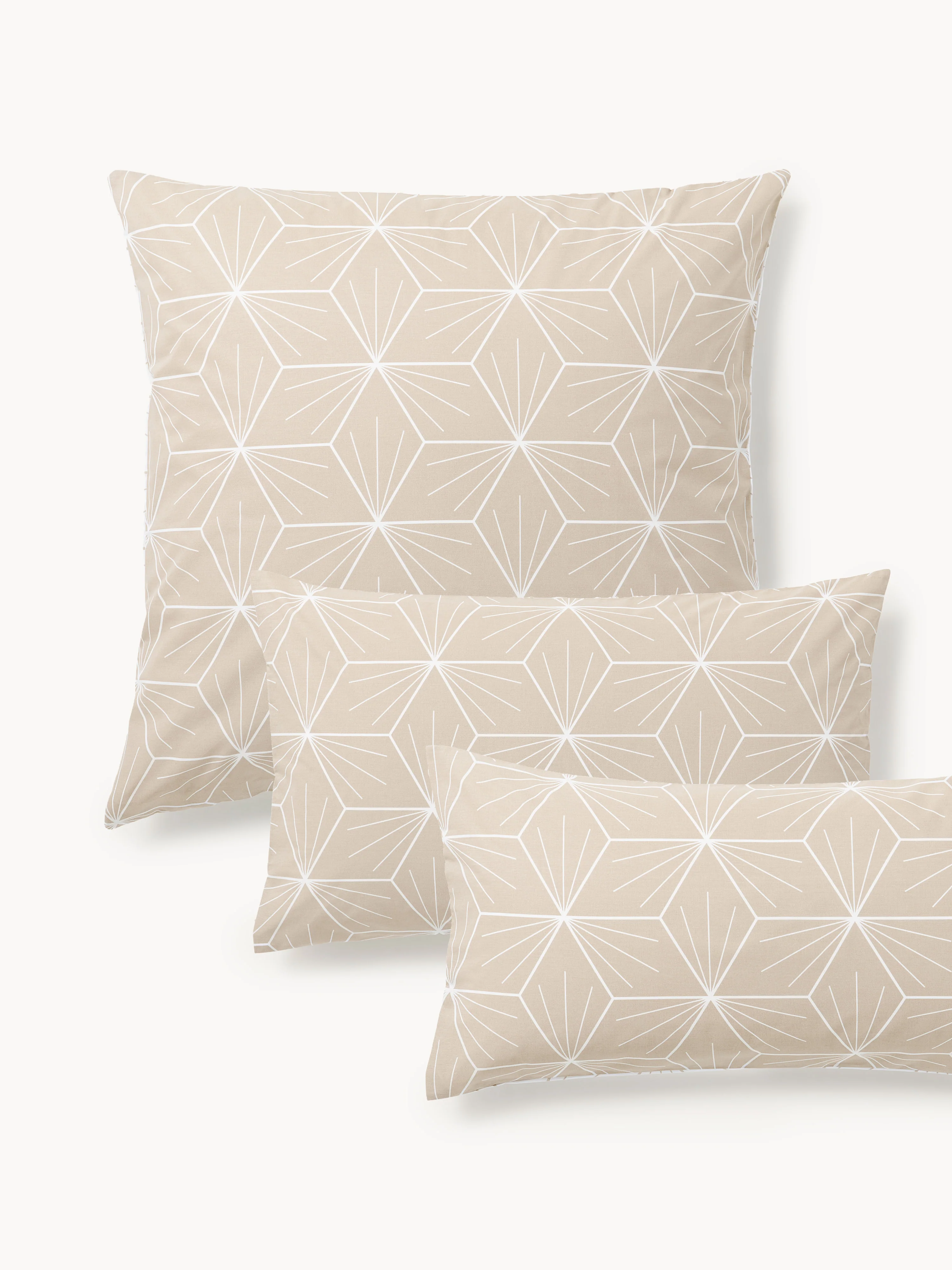Baumwoll-Wendekopfkissenbezug Ilda mit geometrischem Print
