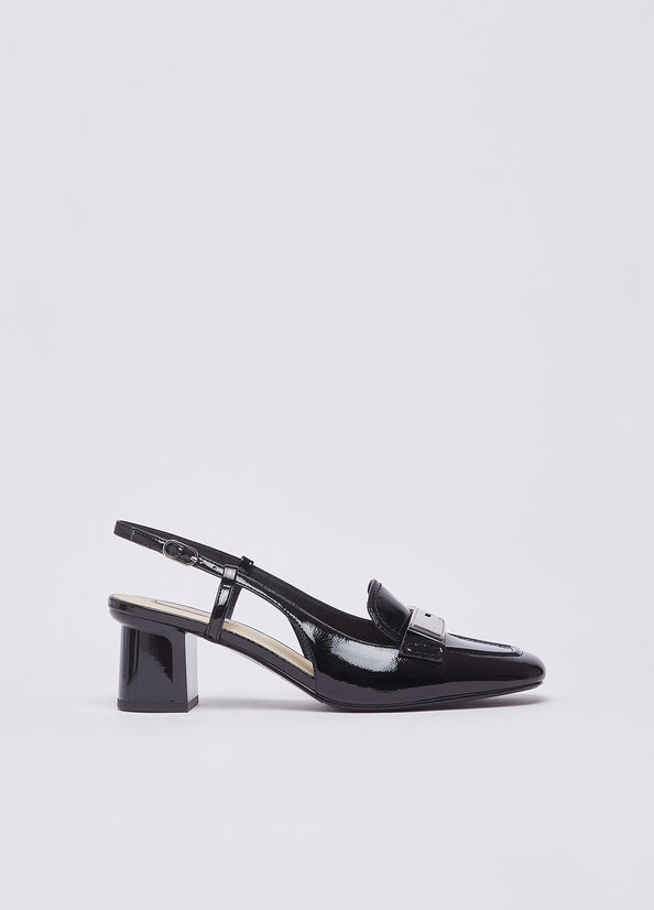 Mocassini slingback in vernice