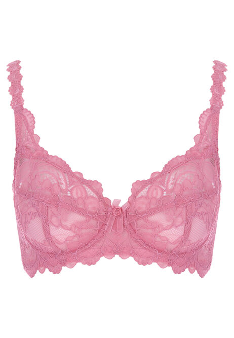 Womens Pink Millie Floral Lace Non-Padded Bra (B-E)