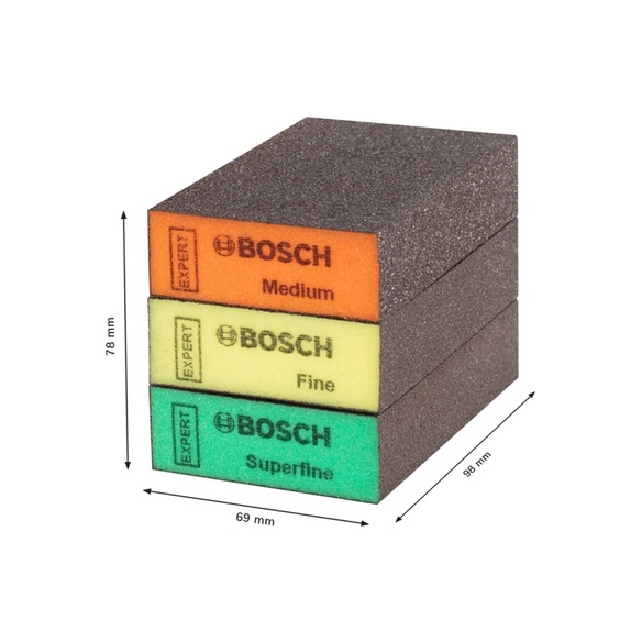 Schleifblock, 3-tlg., mittel/fein/superfein