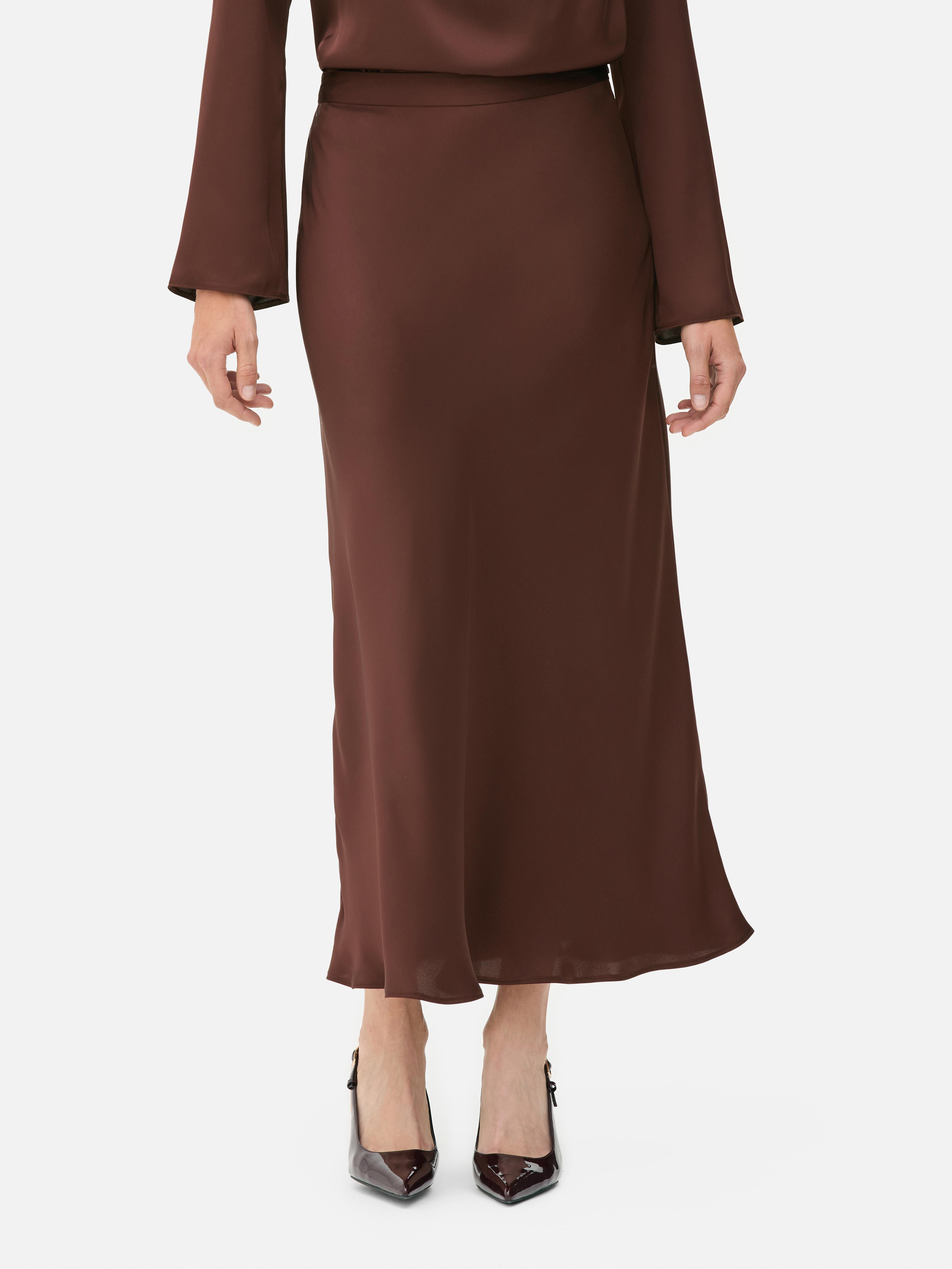 Satin A-Line Midi Skirt