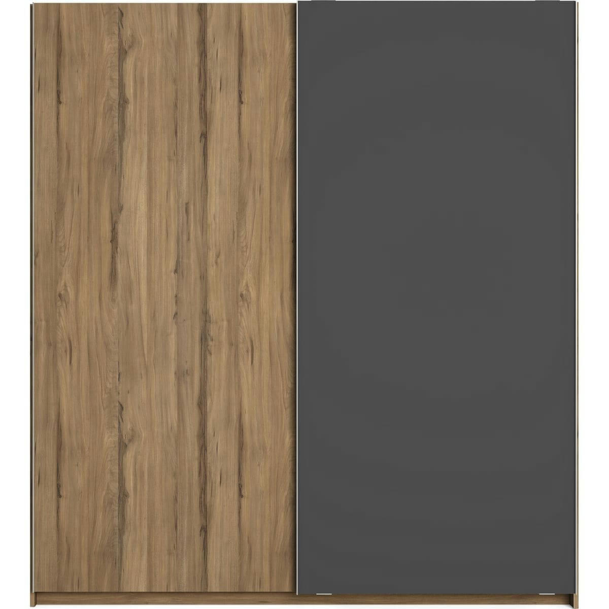AURELIA - Armoire 2 portes gris anthracite et effet bois 182 cm