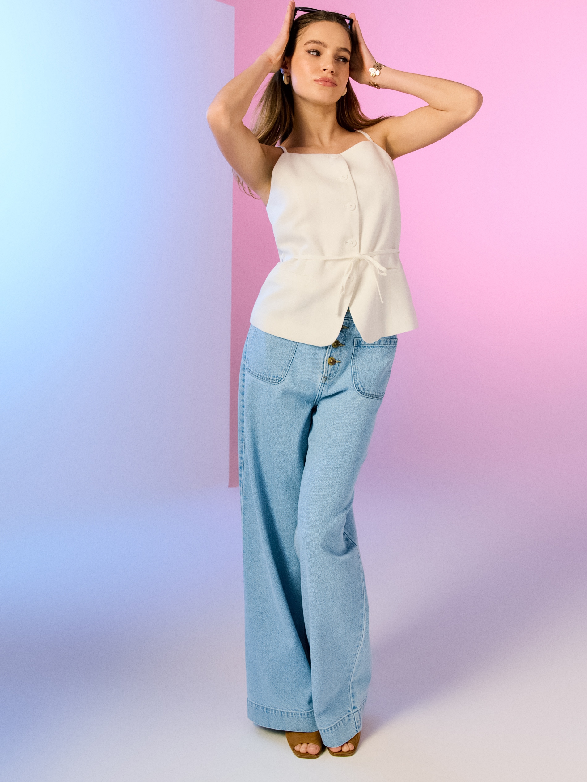 Jeansy wide leg high waist