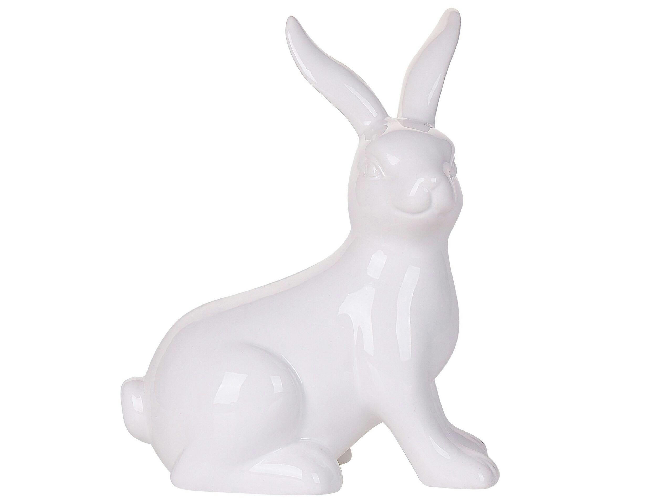 MORIUEX - Figurine décorative lapin en céramique blanc 21 cm