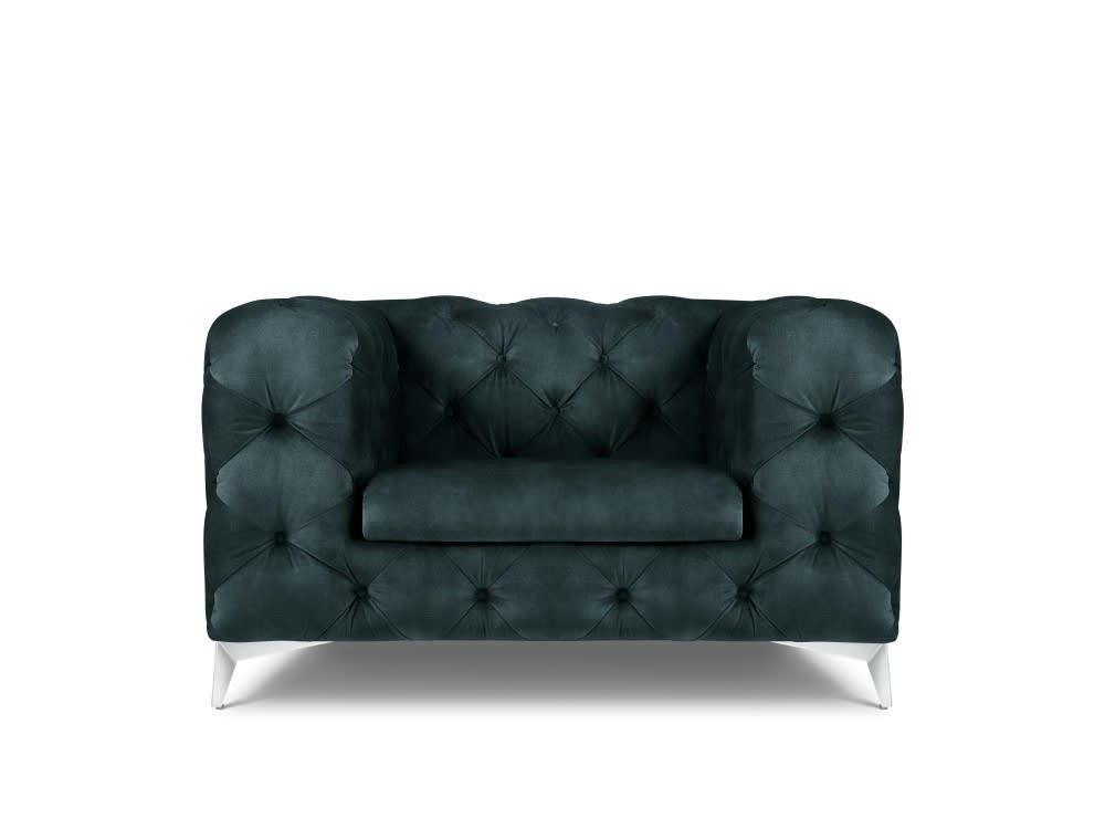 VIOLANE - Fauteuil en velours pétrole