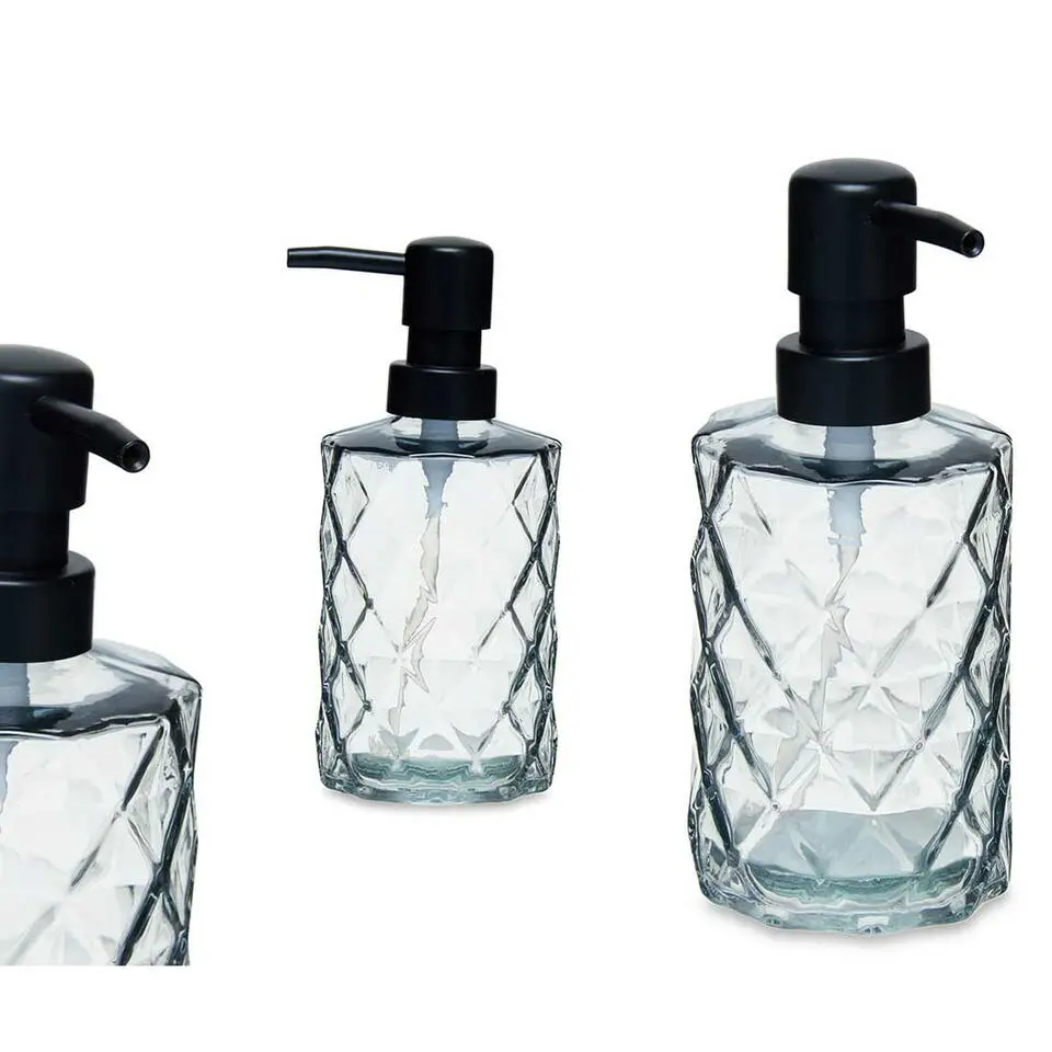 Berilo zeeppompje/dispenser Diamond - Misty transparant - glas - 18 cm