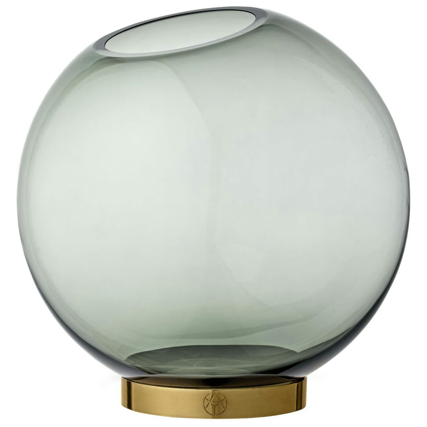 GLOBE - Vase globe verre et laiton large D21cm