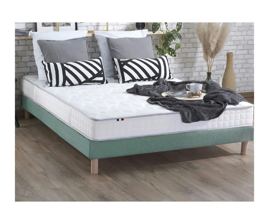 ENSEMBLE CIRRUS - Ensemble matelas mousse sommier vert 140x190