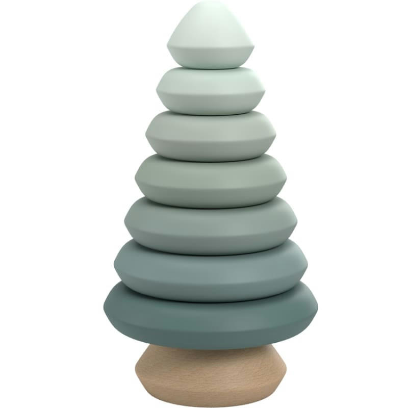 - Pyramide à empiler en bois Dusty green