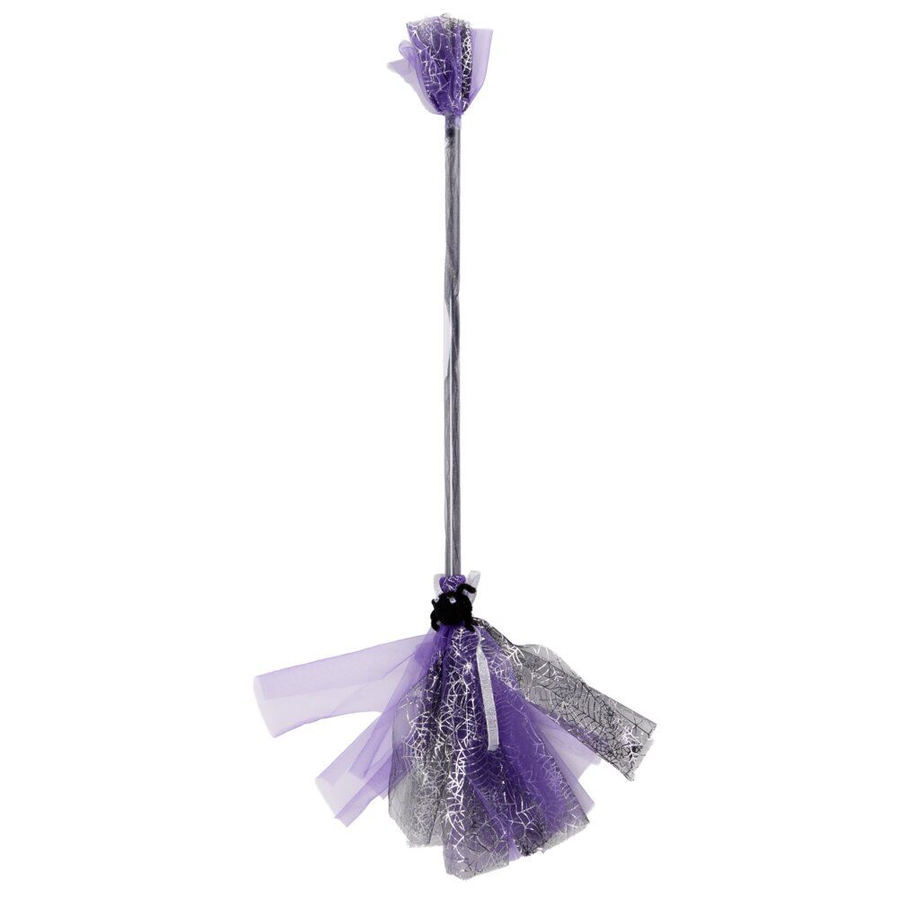 Balai de sorcière plastique et tulle LED lumineux L80cm (2 modèles)