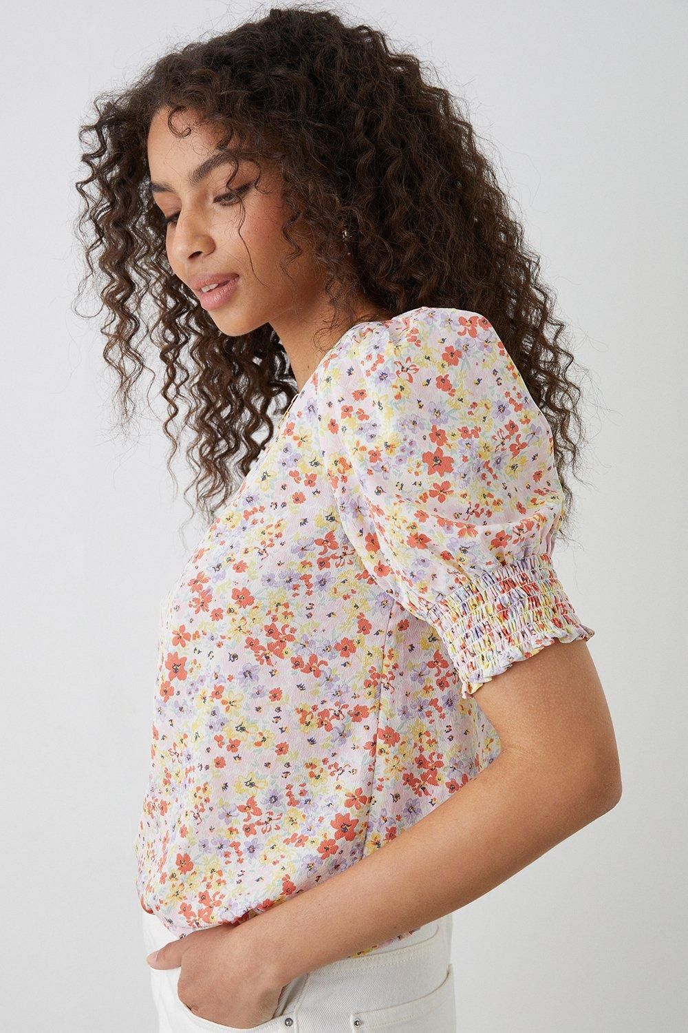 Dorothy Perkins Multi Ditsy Shirred Hem Blouse