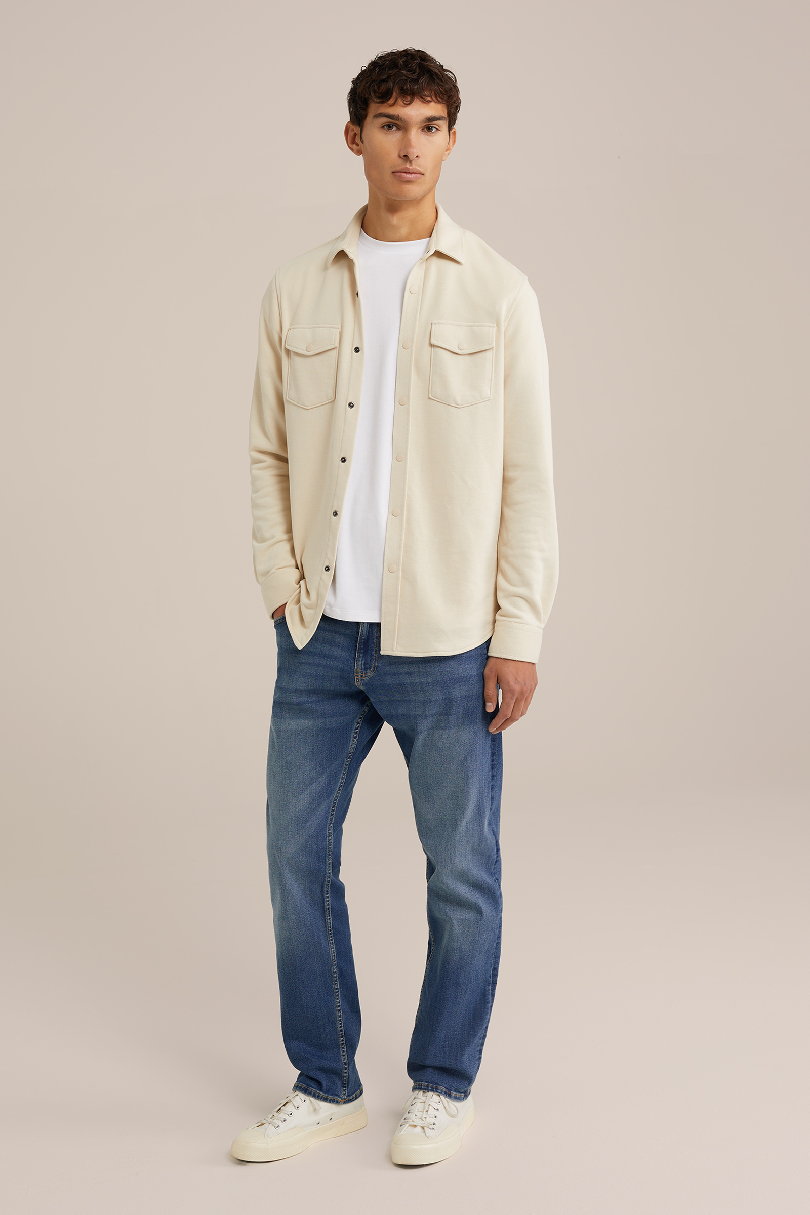 Heren regular fit jeans met medium stretch