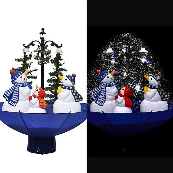Arbre de Noël neigeux avec base de parapluie Bleu 75 cm PVC vidaXL
