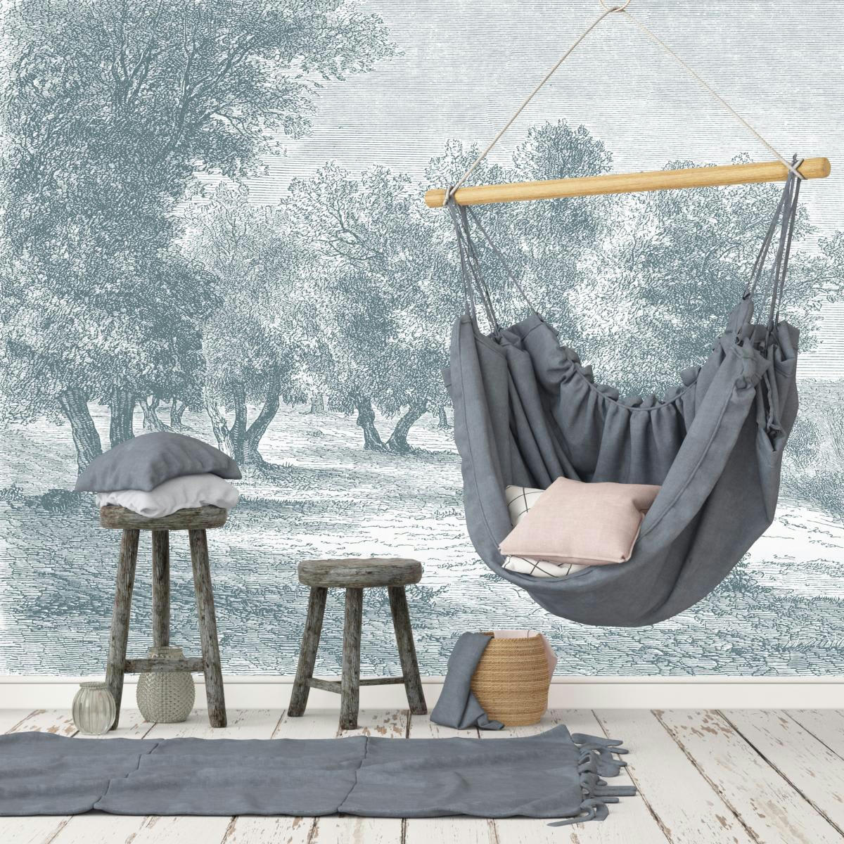 - Papier peint panoramique Gravure les oliviers 390x270cm