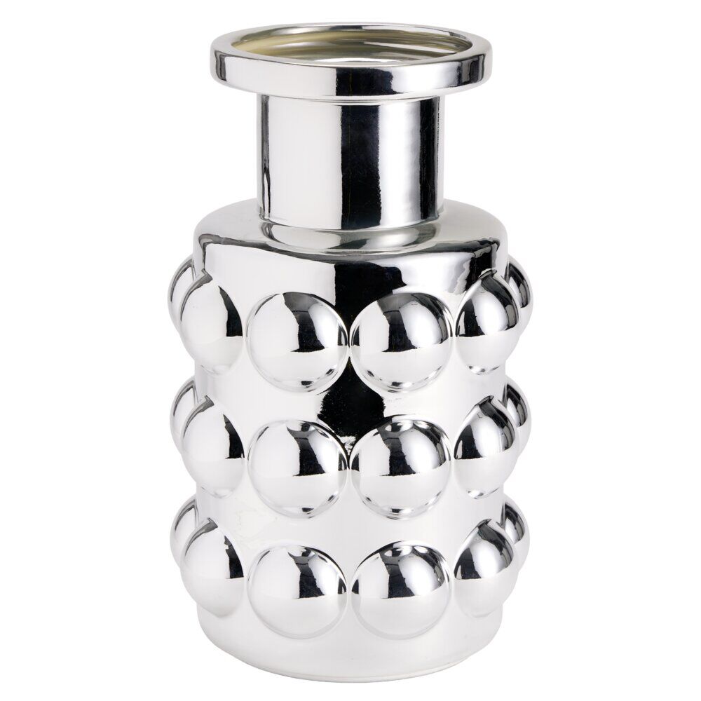 Vase céramique bubble boule Ø16xH28cm (2 modèles chromé ou beige)