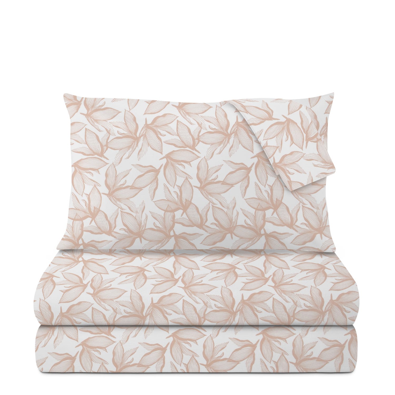Completo letto matrimoniale policotone foglie sabbia