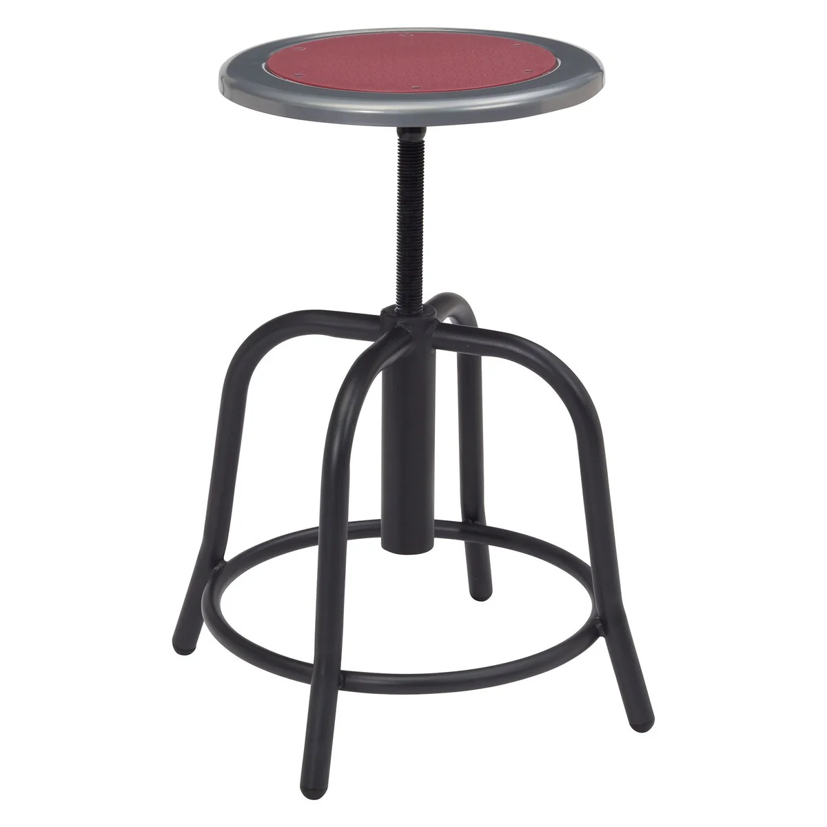 18 - 24 Height Adjustable Swivel Stool, Burgundy Seat Black Frame