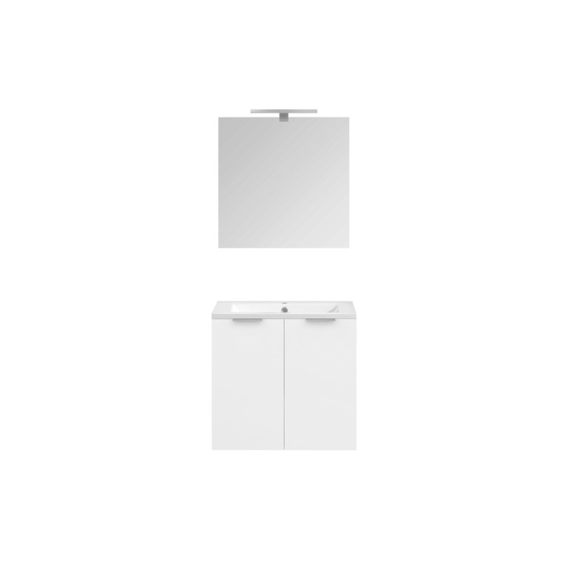 Ensemble de salle de bain avec vasque et miroir Euro Pack blanc brillant 60 cm ALLIBERT
