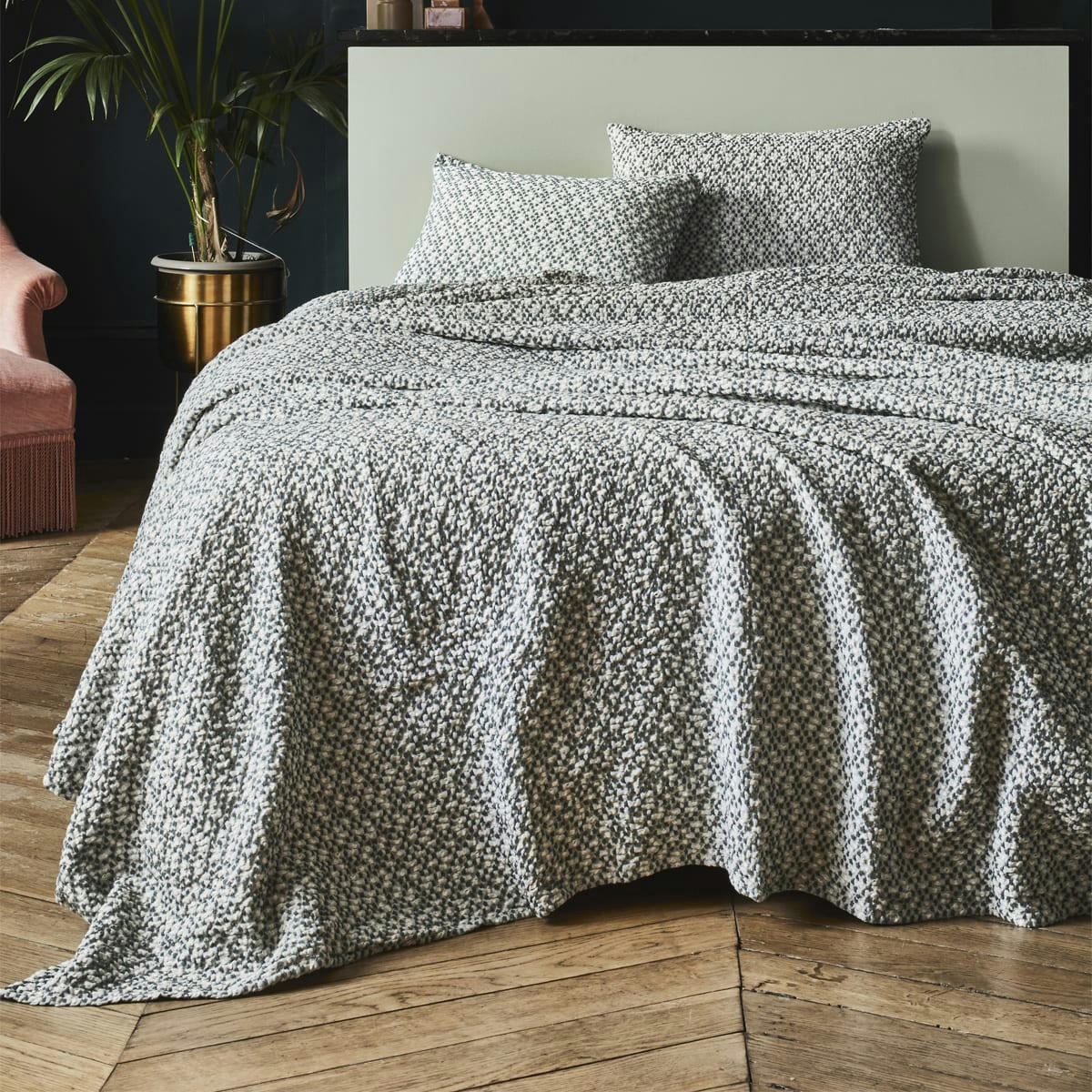 MIRAGE - Coussin en coton tissé bleu et vert 40x60