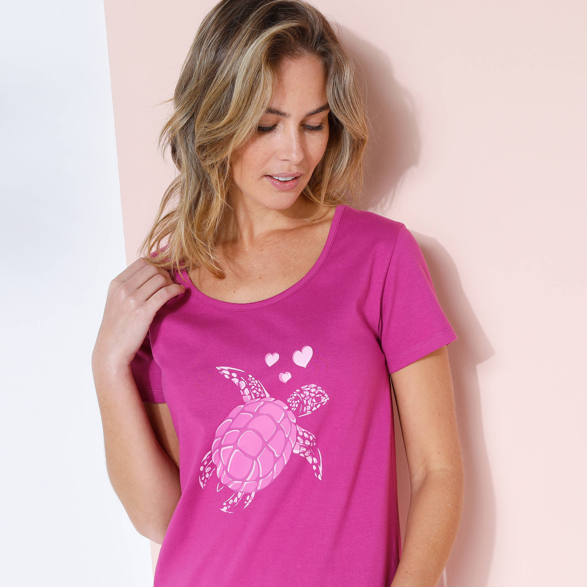 Chemise de nuit longue coton &ndash; imprimé "tortue"