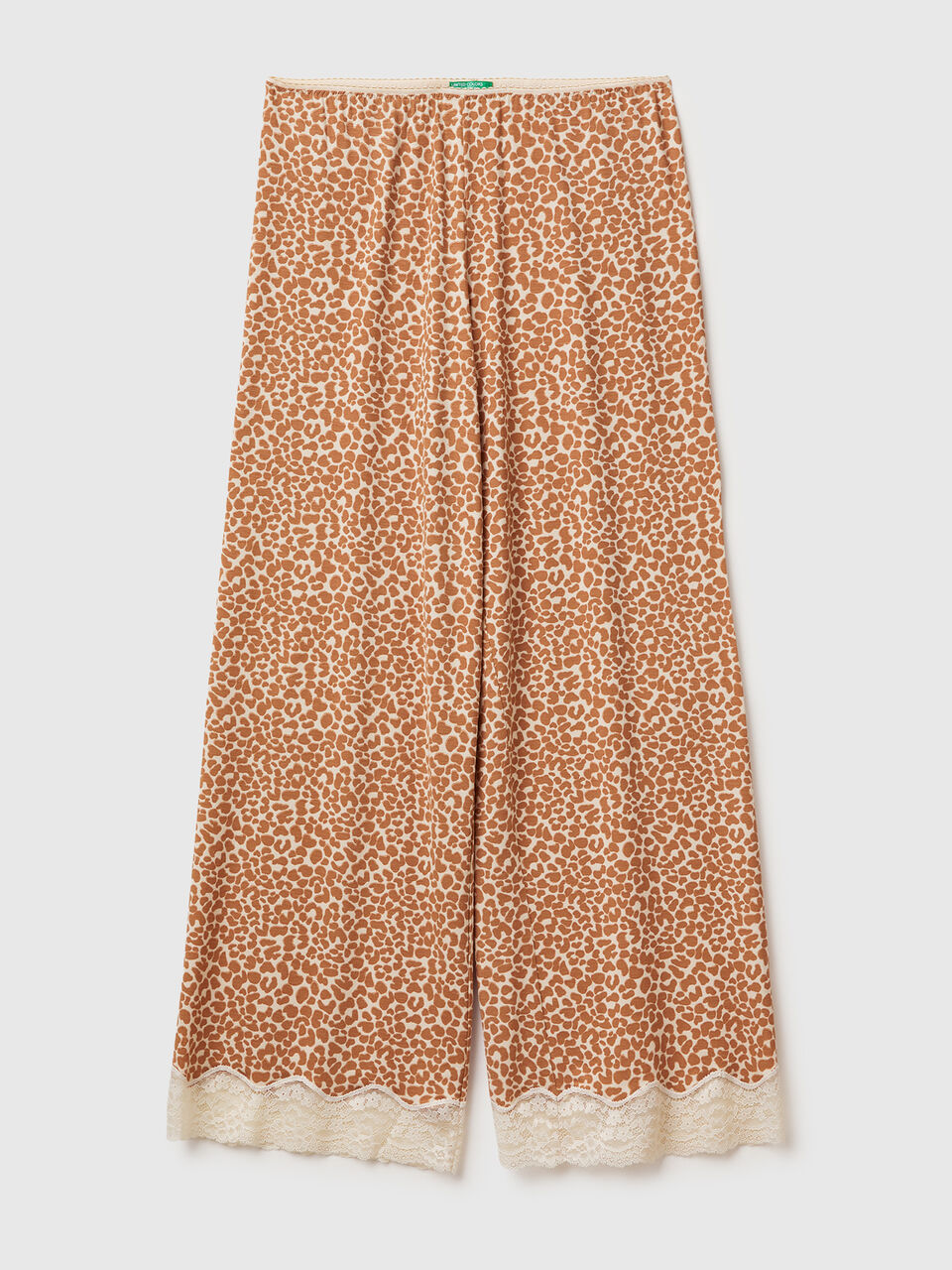 Animal print trousers with lace