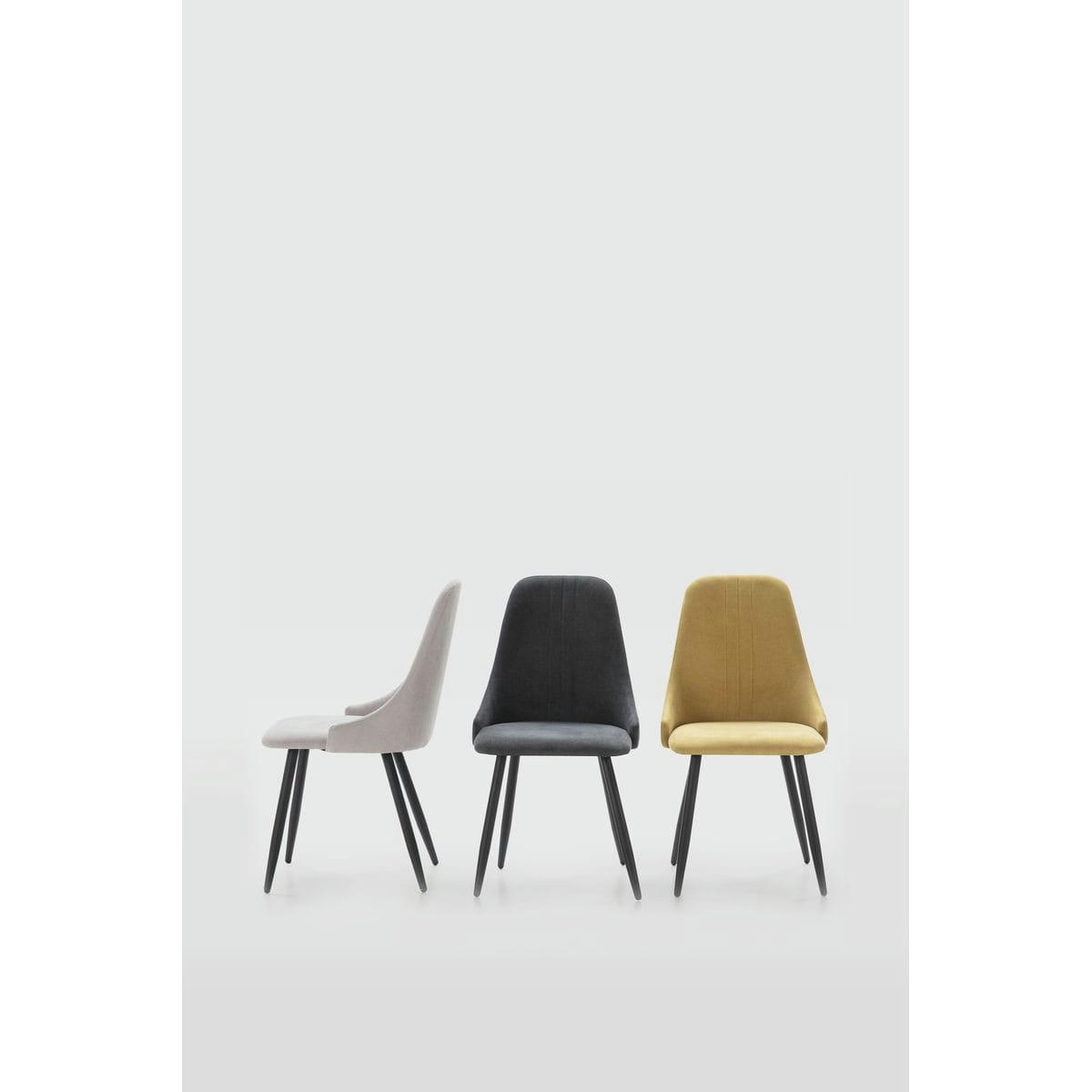 SOAN - Lot de 4 chaises en tissu jaune