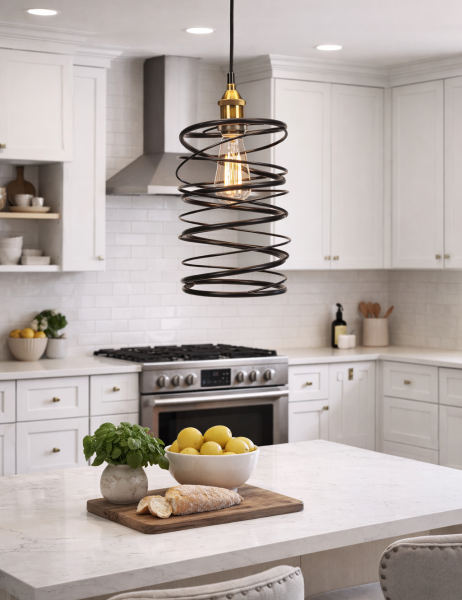 Lampa Wisząca Spiralna BRULI Sprężyna Sufitowa Loft