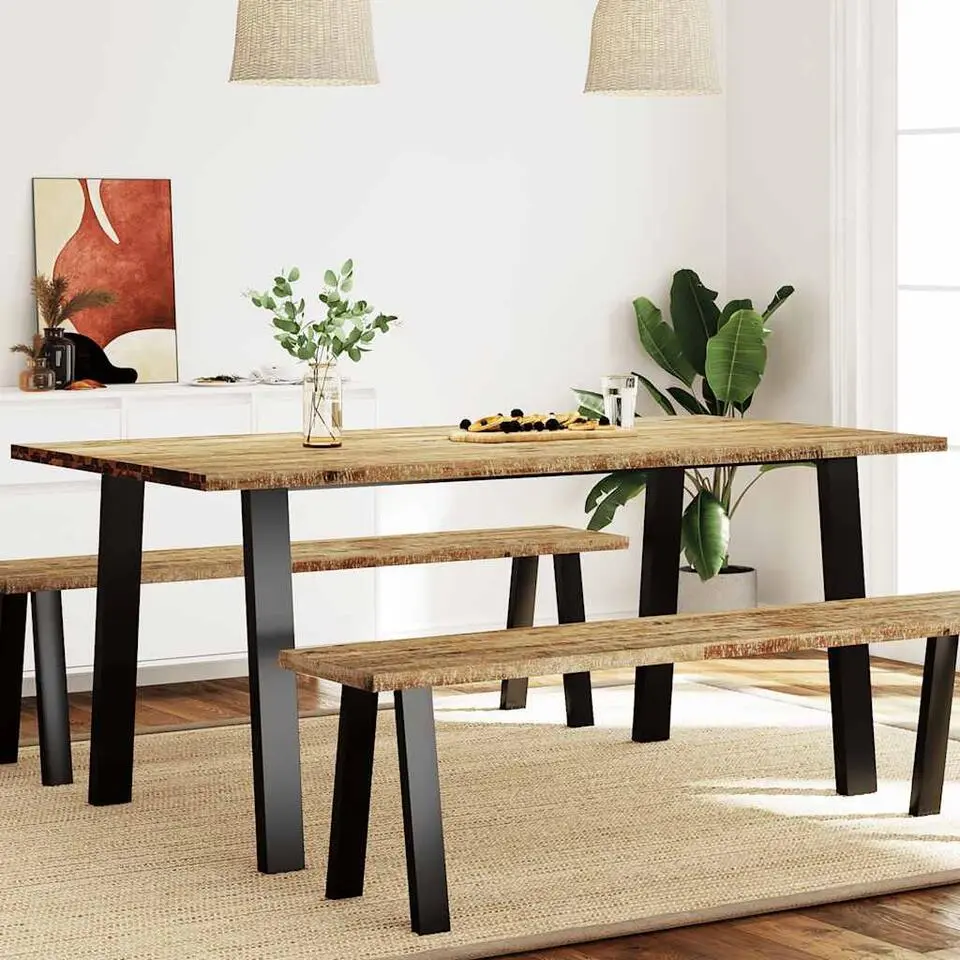 vidaXL Eettafel - Rechthoekige tafel - Massief acaciahout en staal - 150x90 cm