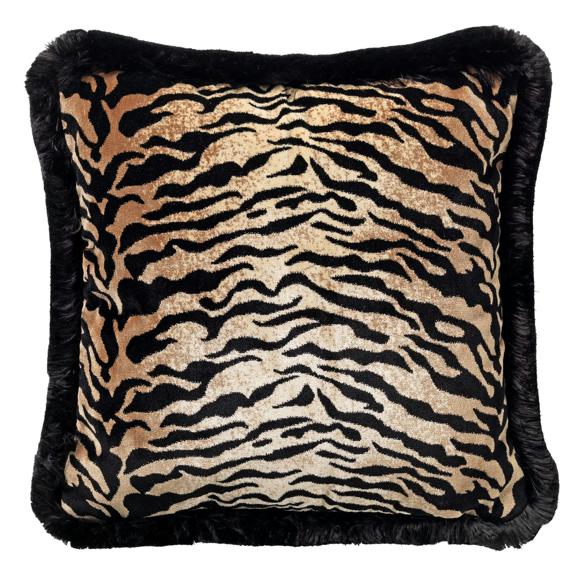 - Coussin beige en velours 45x45 cm avec imprimé animalier
